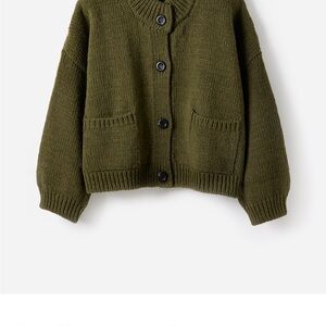 Babaa Olive Green Cardigan Sweater